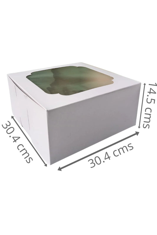 Caja para Pastel 30 cm - Paq c/5 cajas | con o sin Ventana | 30.4 x 30.4 x 14.5 cms