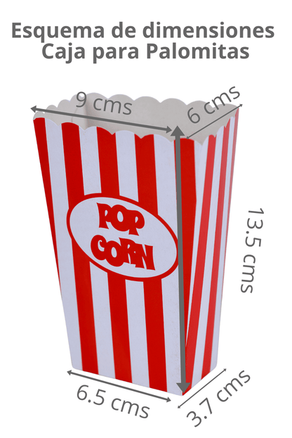 Caja de Palomitas Mediana– Paq c/10 Pzas | Variedad de Colores | MAYOREO BASICO 10% OFF