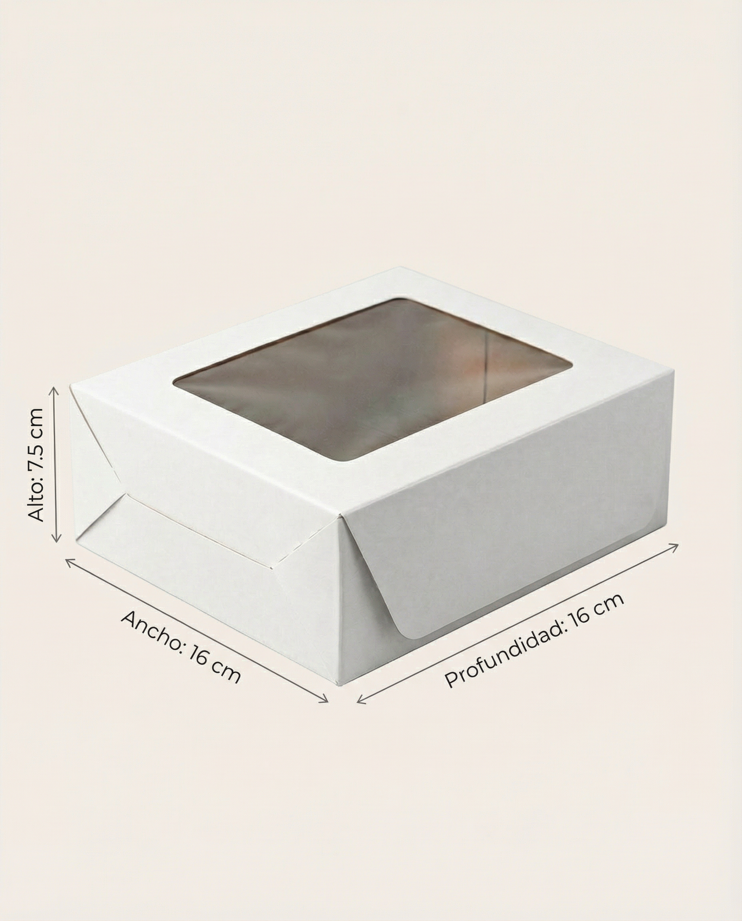 Caja Estandar 16 c/ventana – Paq c/5 Pzas | Variedad de Colores | 16 x 16 x 7.5 cms