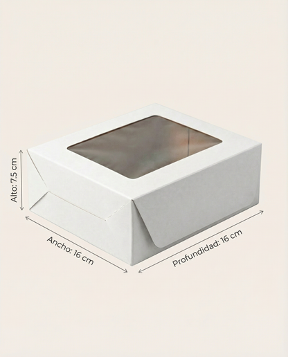 Caja Estandar 16 c/ventana – Paq c/5 Pzas | Variedad de Colores | 16 x 16 x 7.5 cms